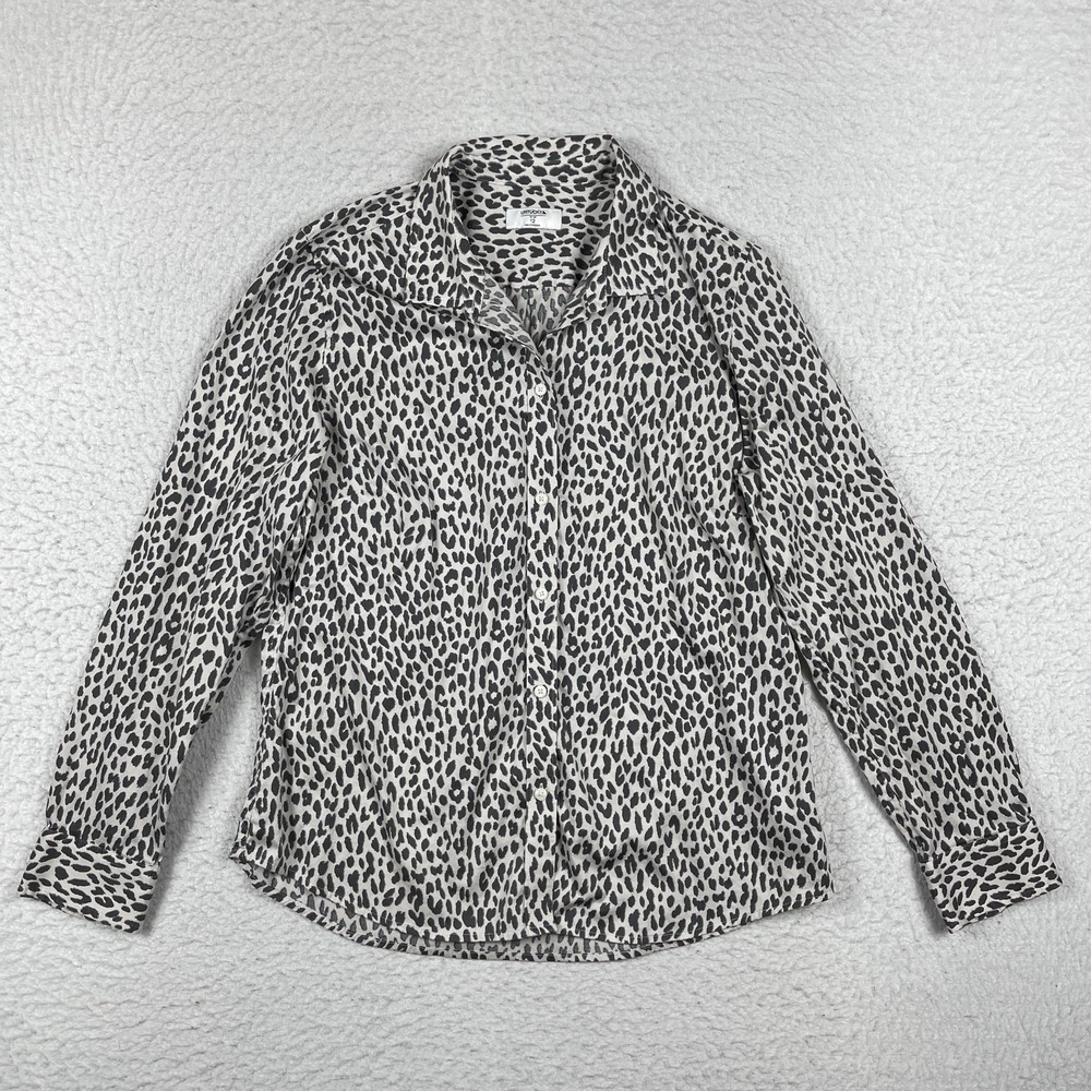UNTUCKit Mia Button Down Shirt Womens 12 Grey Leopard‎ Print Long Sleeve 40191